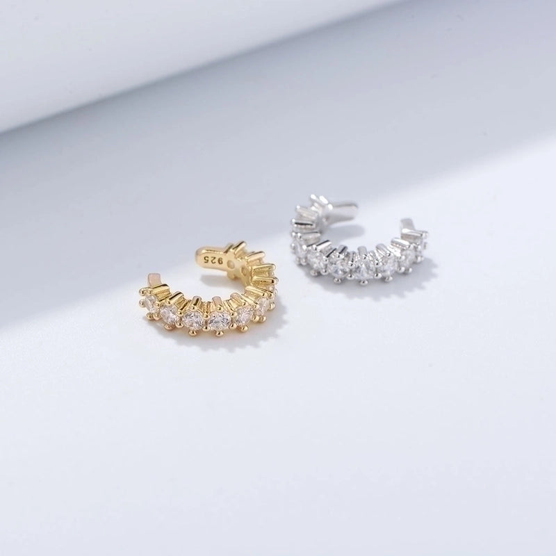 1 Pair 925 Sterling Silver Zircon Geometric Ear Studs