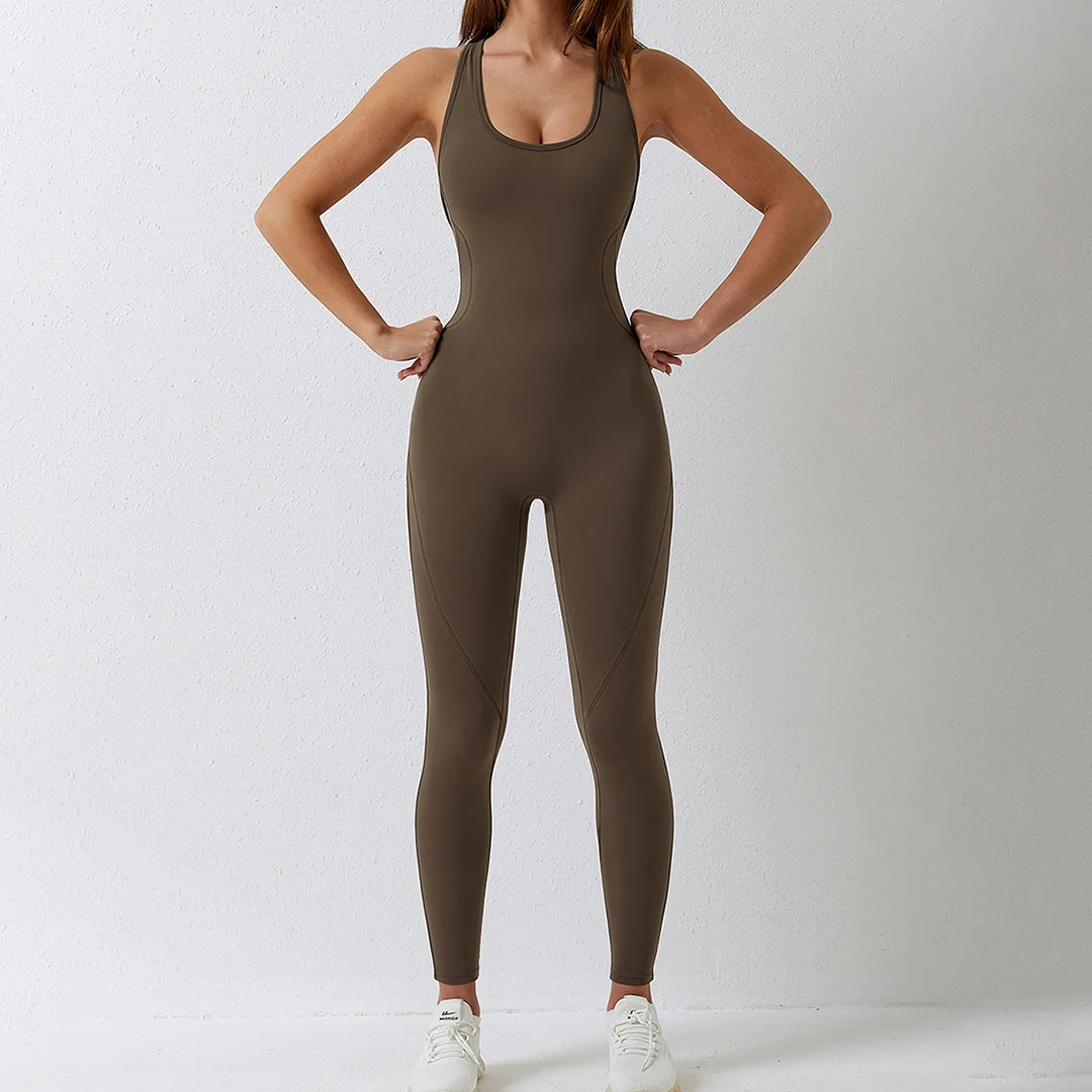 Seamless cutout back sports jumpsuit
