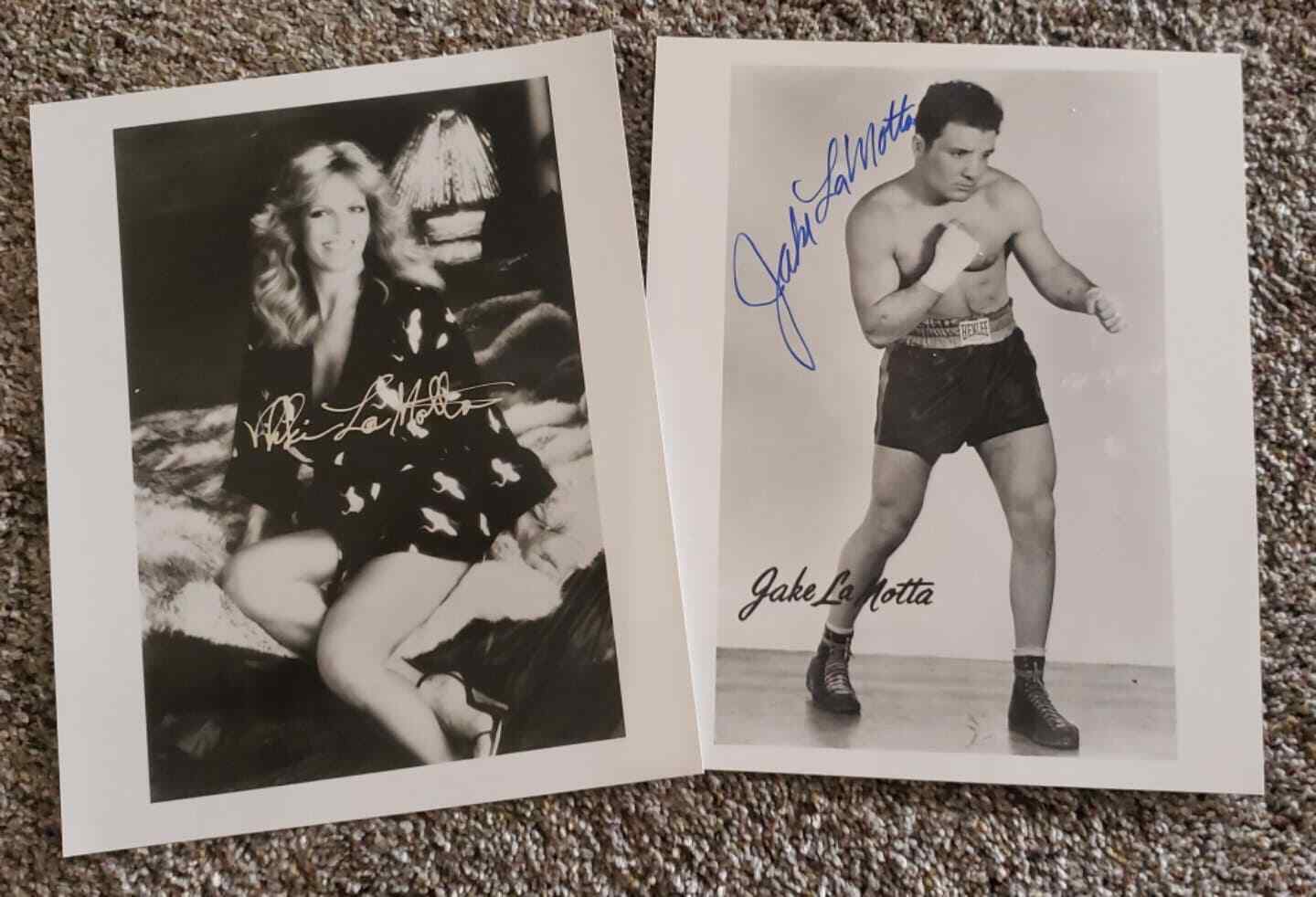 (2) 8x10 Photo Poster paintings: Jake & Vikki La Motta Signed Autographed Boxing