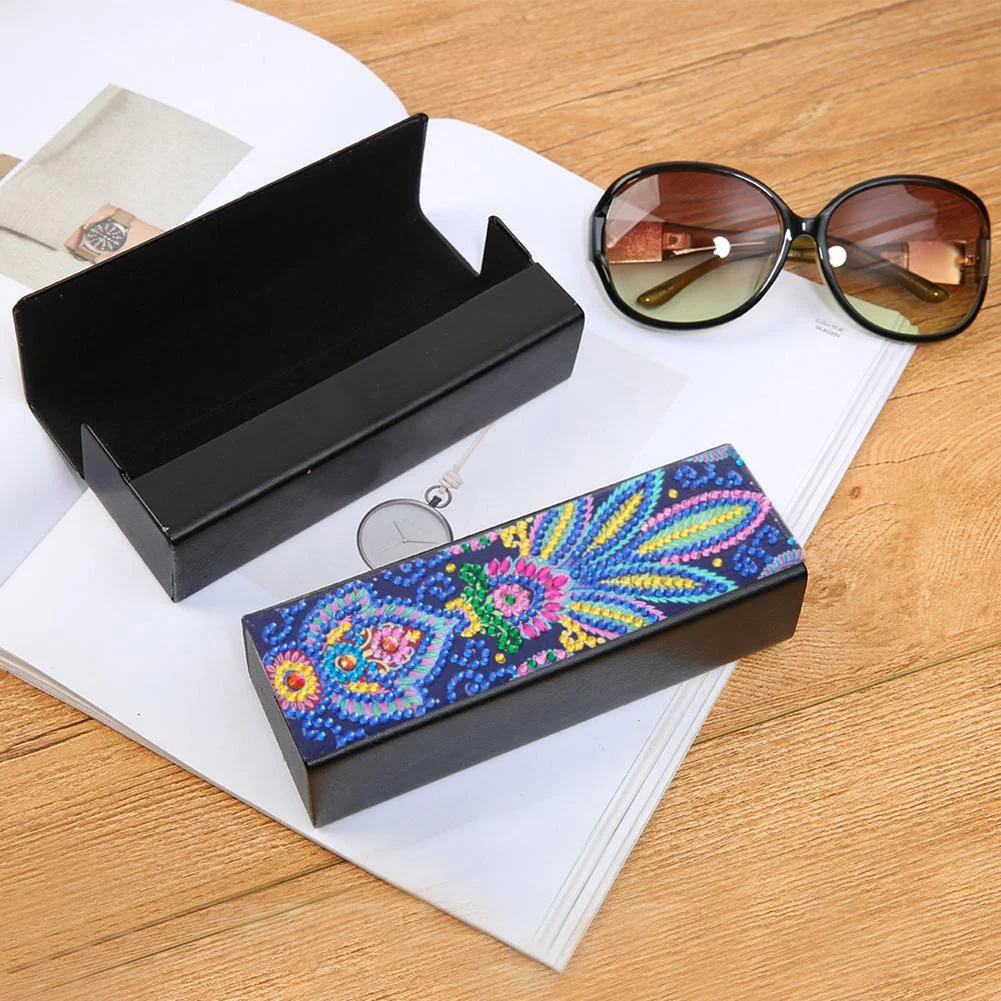 DIY Diamond Painting Leather Eyeglasses Storage Box Case Sunglasses Holder