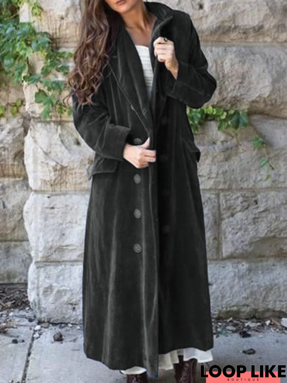 Casual Solid Velvet  Buttoned Knit coat
