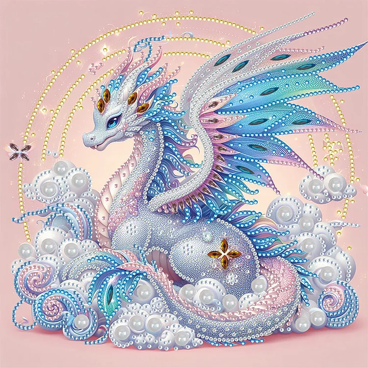 Colorful Feather Silver Dragon 30*30CM (Canvas) Special Drill Diamond Painting gbfke