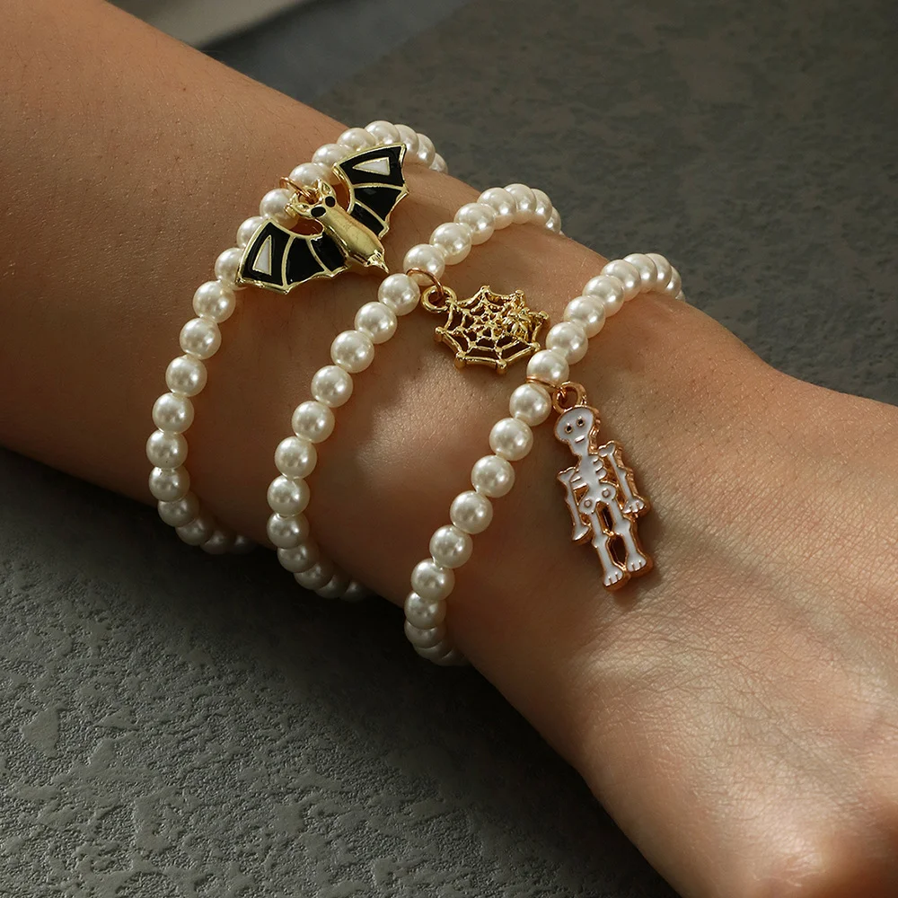 Halloween alloy pearl bracelet