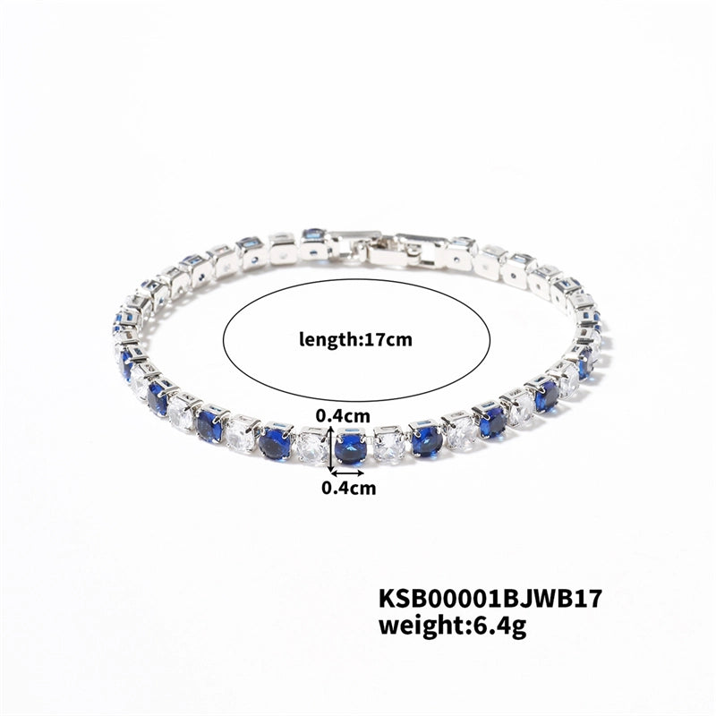 Hip-Hop Solid Color Copper Inlay Zircon K Gold Plated Rhodium Plated Unisex Tennis Bracelet