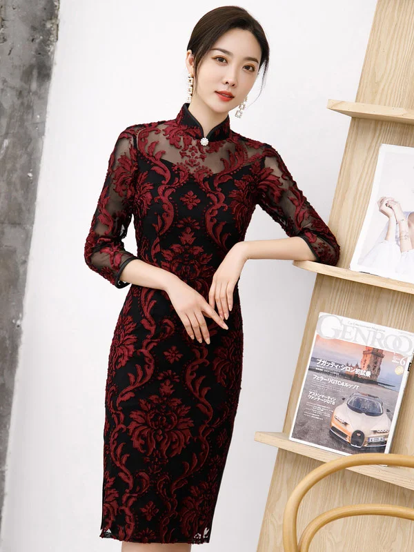 Roomy Lacy See-Through Slim Cheongsam