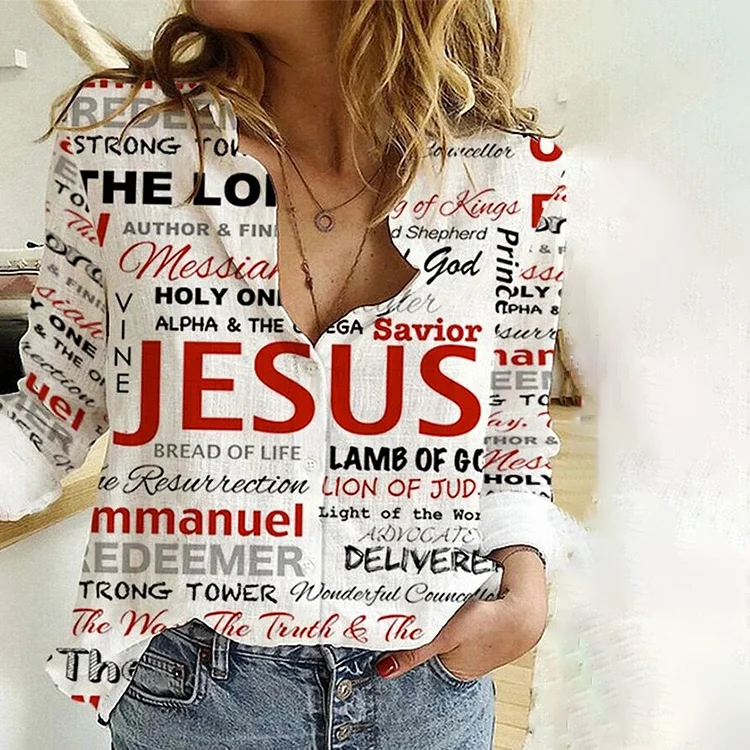 Women's Jesus Print Blouse