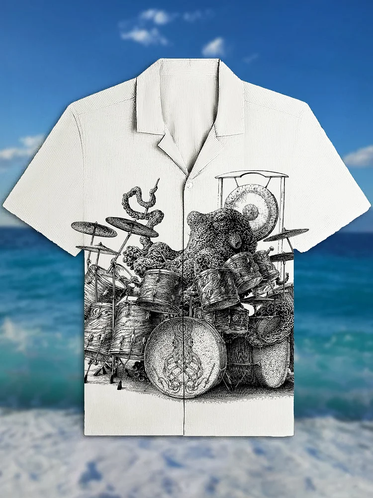 Men's Octopus And Drum Set Art Print Shirt