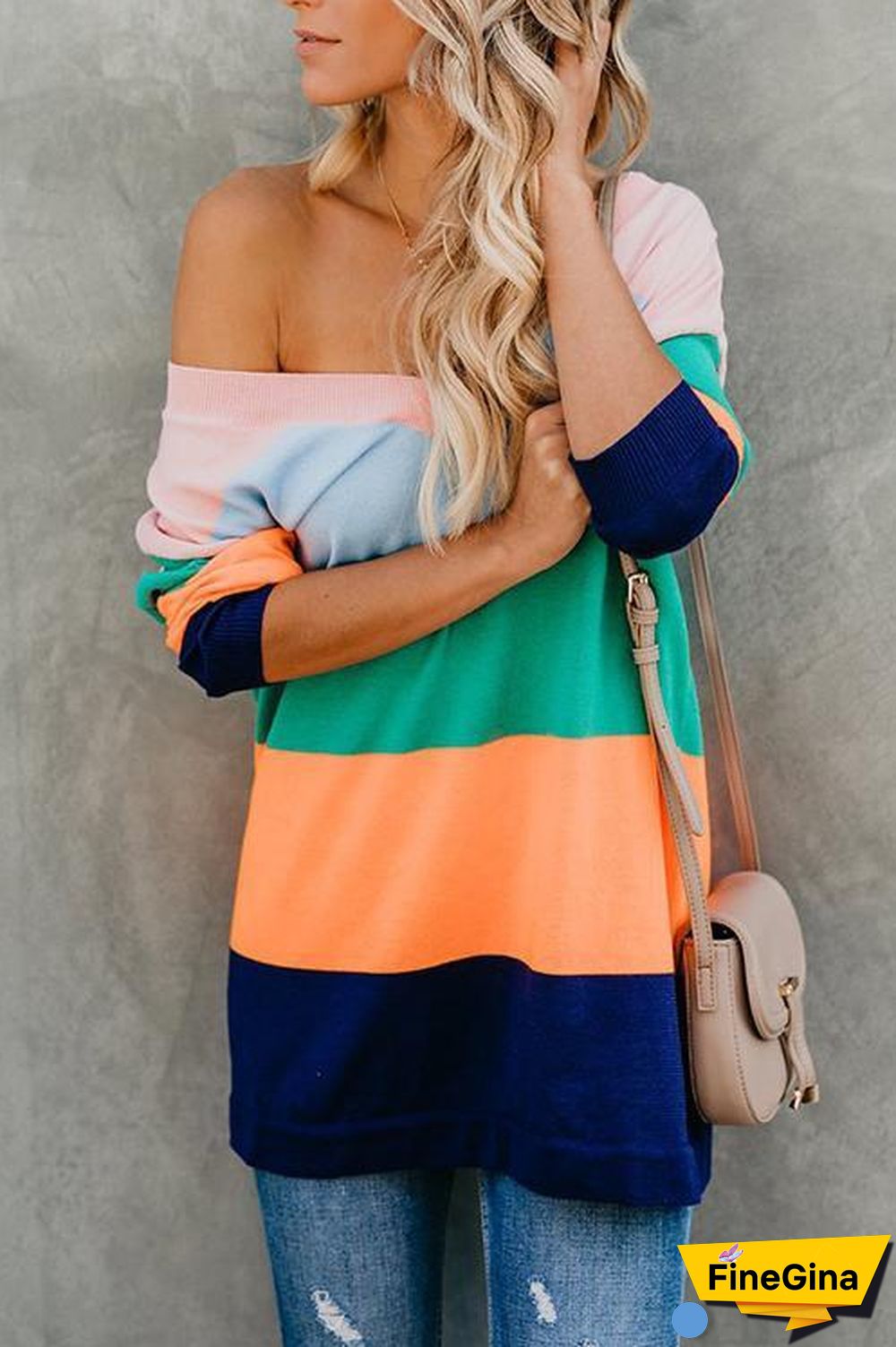 Striped Color Matching V-neck Sweater