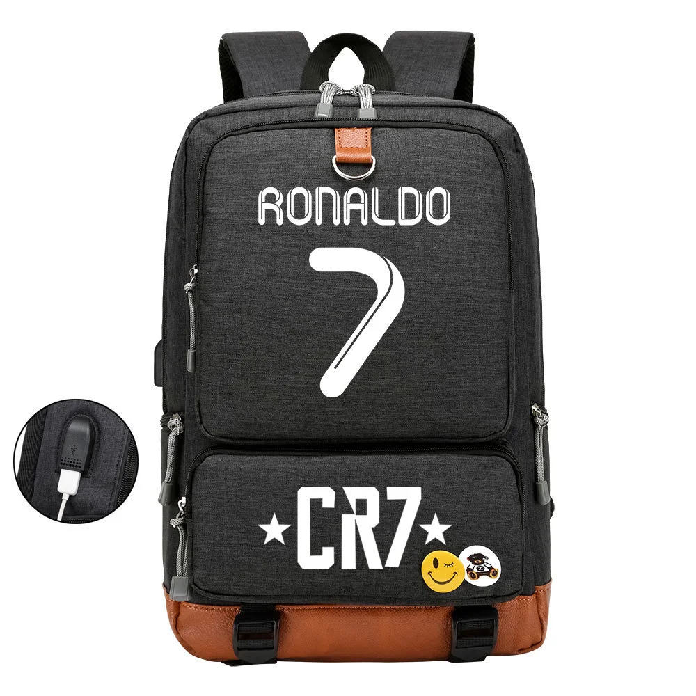 Cristiano Ronaldo Multi-pocket Square Backpack with USB Charging and 15-inch Laptop Compartment