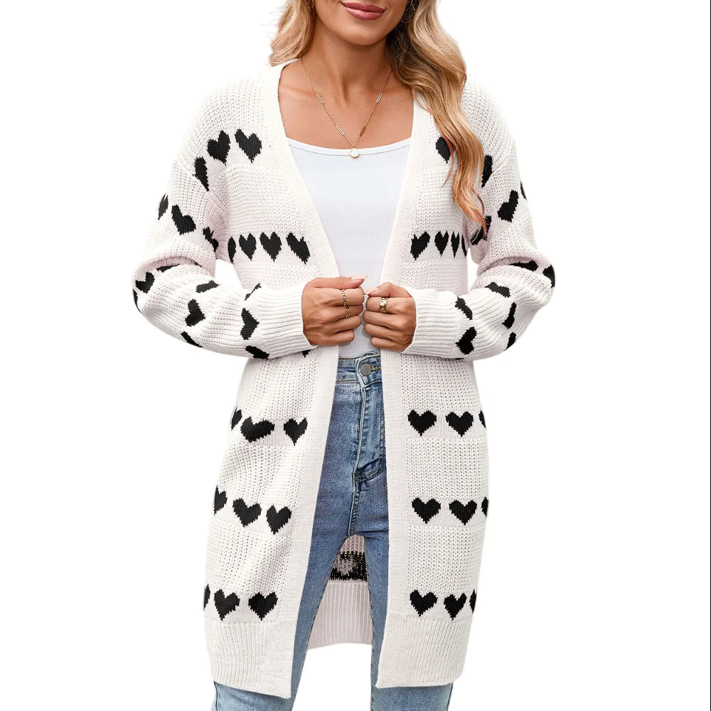 Athvotar Athvotar And Winter New Valentine's Day V Word Love Lasce Knitted Cardigan Coat Sweater Woman