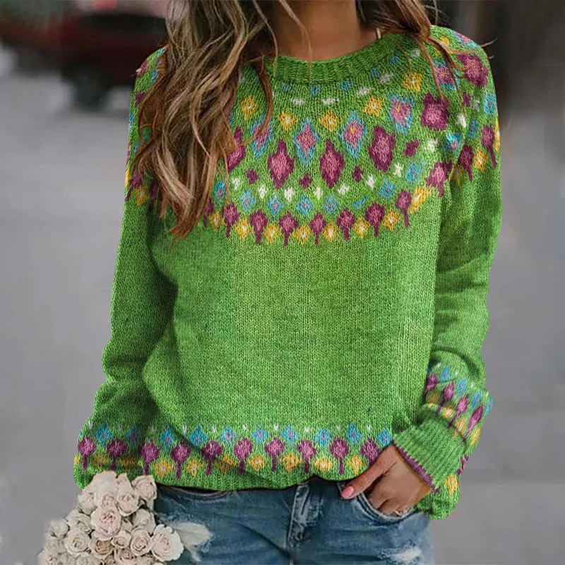 Fairman Island Geometric Contrast Sweater