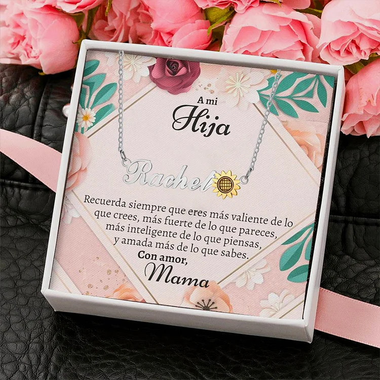 A mi hija——Collar con 1 nombre personalizado Colgante de girasol