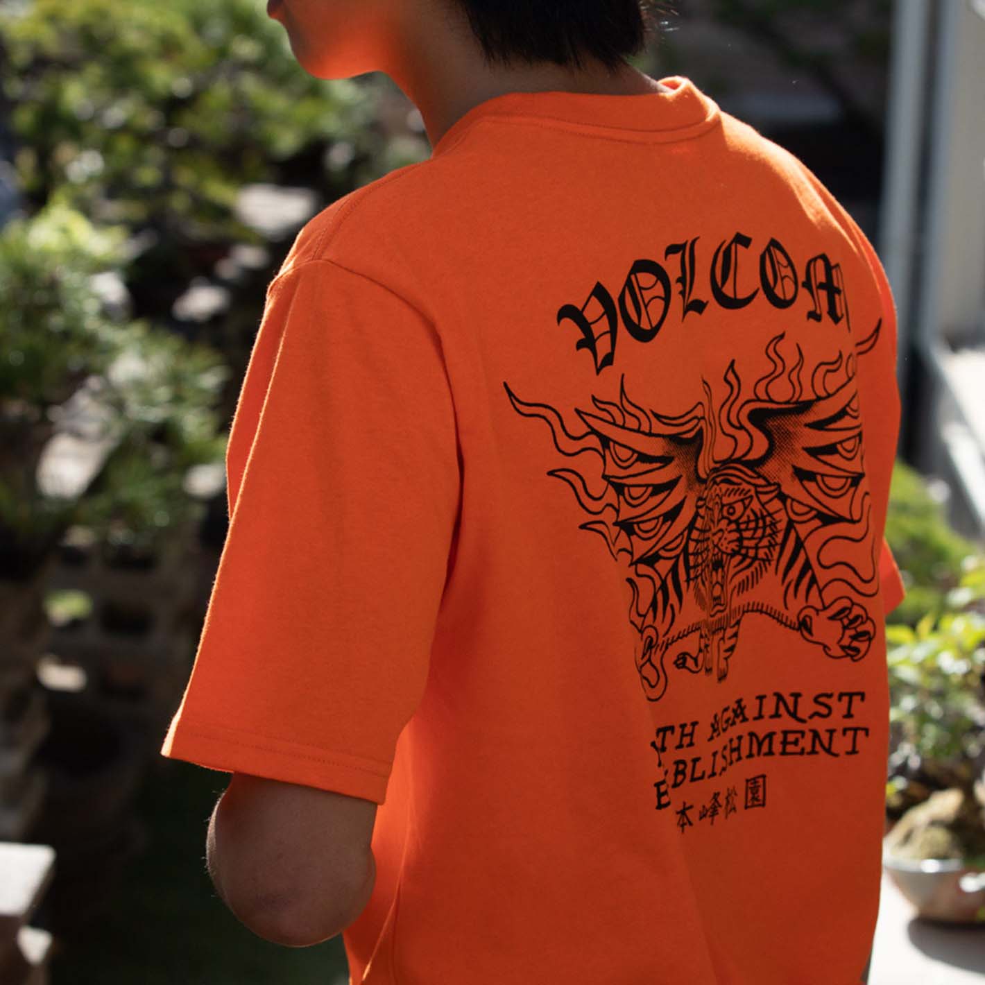 Men's T-Shirt Tokyo Tiger Volcom Print Daily Round Neck Short Sleeve Tops