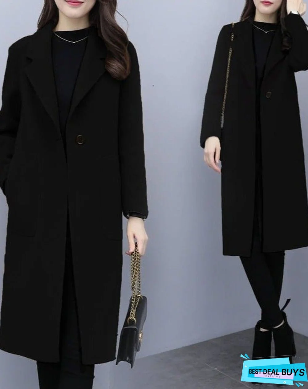 Woolen Mid-Length Coat