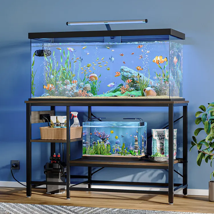 Bestier Fish Tank Stand Metal Aquarium Stand with Power Outlets, Accessories Storage, Rustic Brown Bestier Fish Tank Stand Metal Aquarium Stand with Power Outlets, Accessories Storage, Rustic Brown