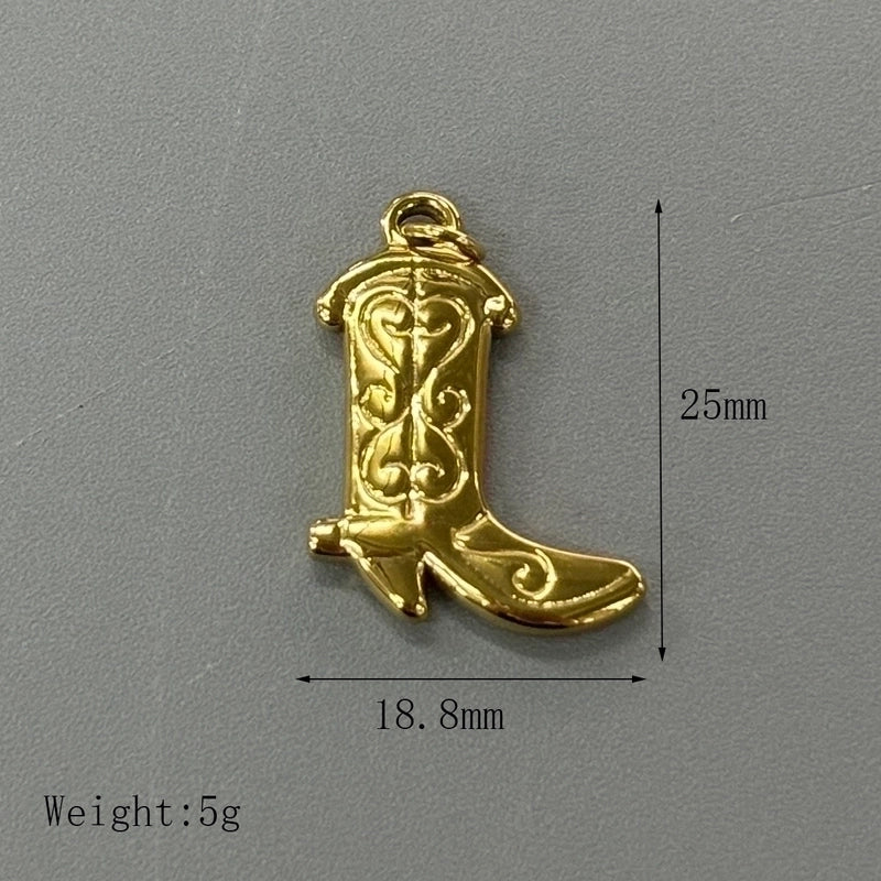 1 Piece 304 Stainless Steel 14K Gold Plated 18K Gold Plated Boots Charms Necklace Pendant Necklace