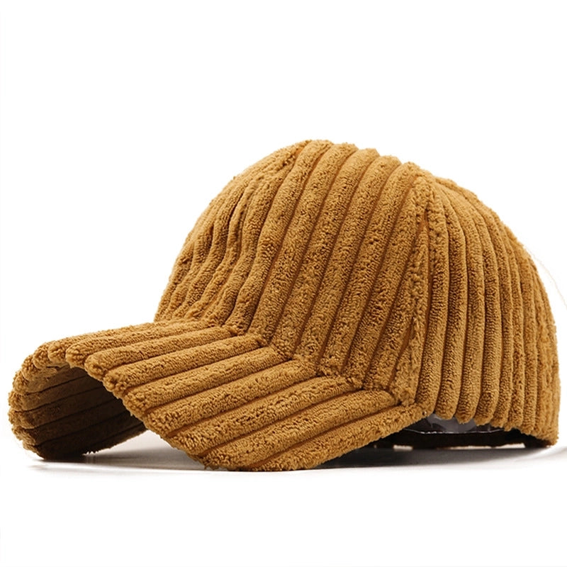 Fashion Casual Solid Color Stripe Corduroy Cap