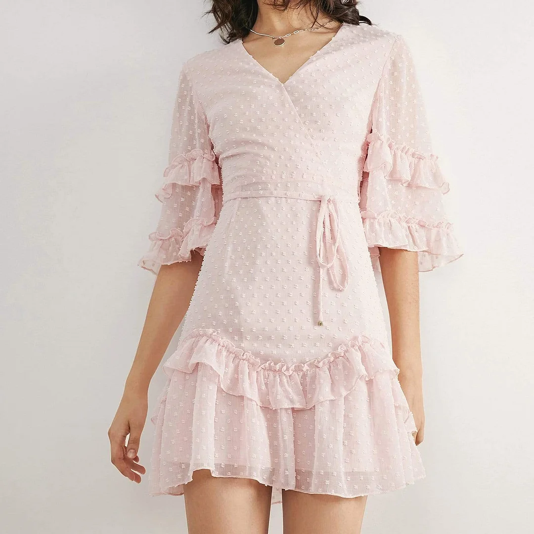 Scarlett Ruffled Pink Mini Dress