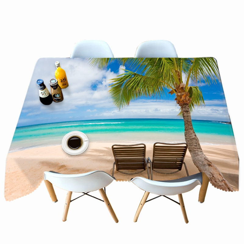 

Beach Seascape and Coconut Tree - 3D Tablecloth, 140*180cm, 501 Original