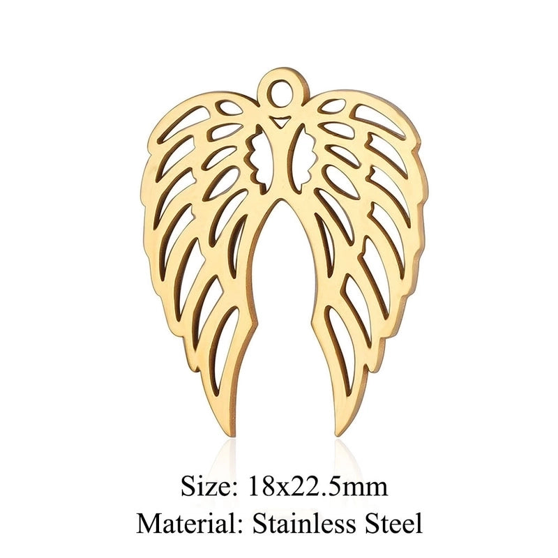 5 Pieces Stainless Steel 18K Gold Plated Angel Wings