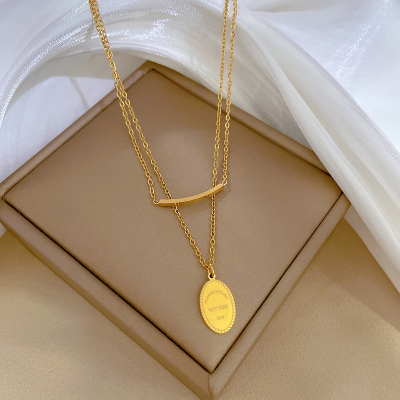 Women Cartoon Gourd Lotus Pod Clover Tree Wheat Cactus Flower Peach Blossom Leaf Geometric Titanium Steel Electroplating Necklaces