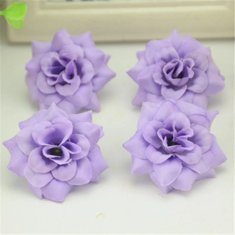 20Pcs 4.5cm  Mini Artificial Silk Rose Flowers Heads  For Wedding Decorativ Handmade DIY Scrapbooking Garland Fake Flower Wreath