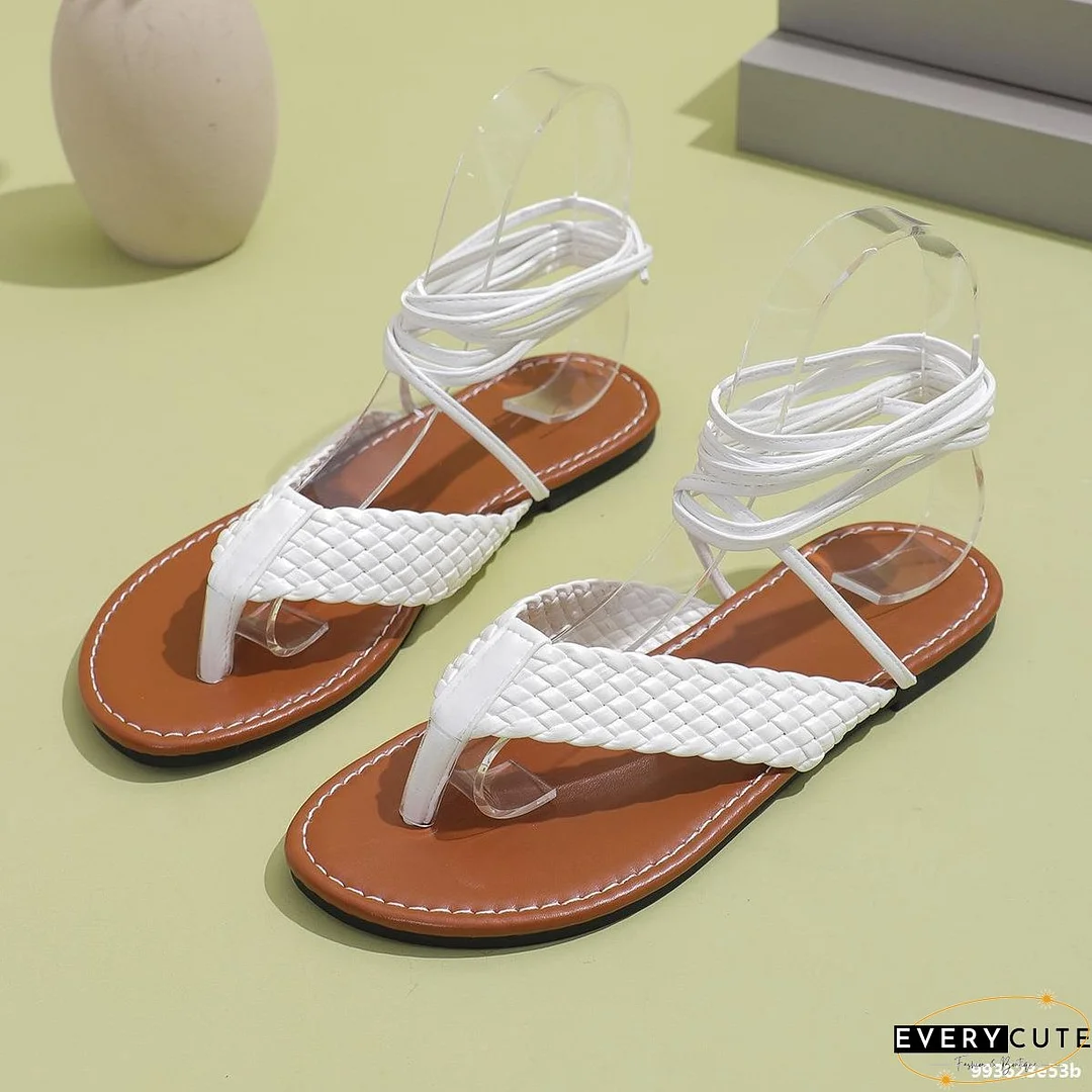 Women Roman summer flat cross Lace-Up hollow sandals