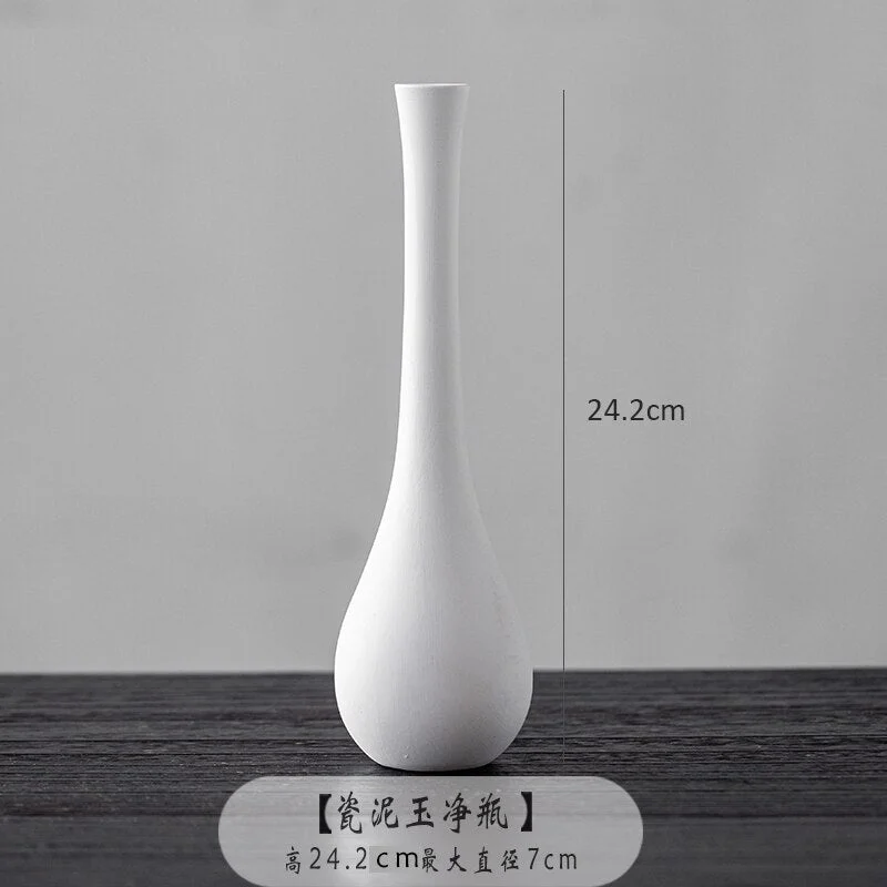 Modern creative design ceramic vase white elegant vase office living room desktop decoration accessories dried flower vase gift