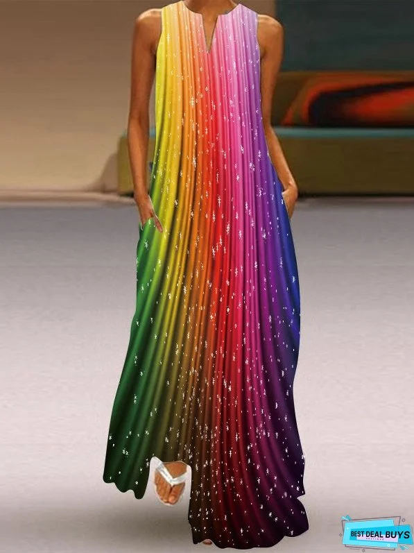 Printed V-Neck Oversized Dress