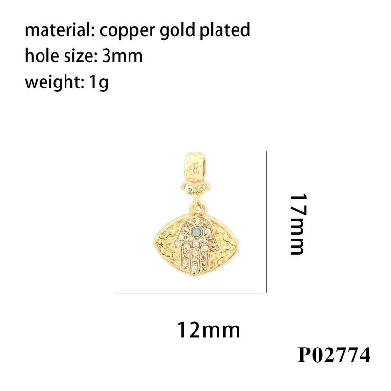 Minimalist Heart Shape Eye Butterfly Copper Enamel Plating Inlay Zircon 18k Gold Plated Charms