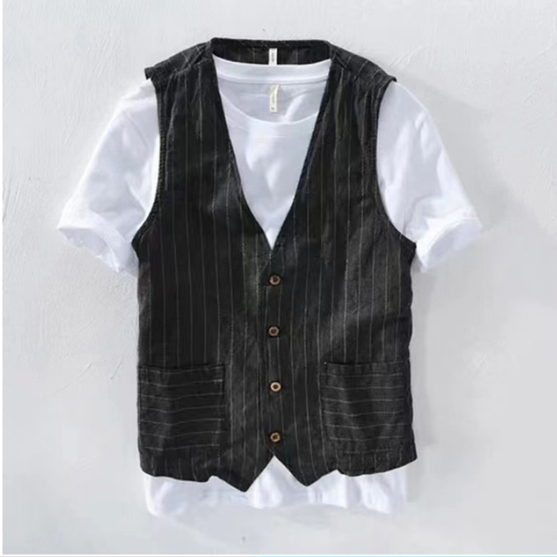 Men'S Simple Striped Casual Vest  artssus