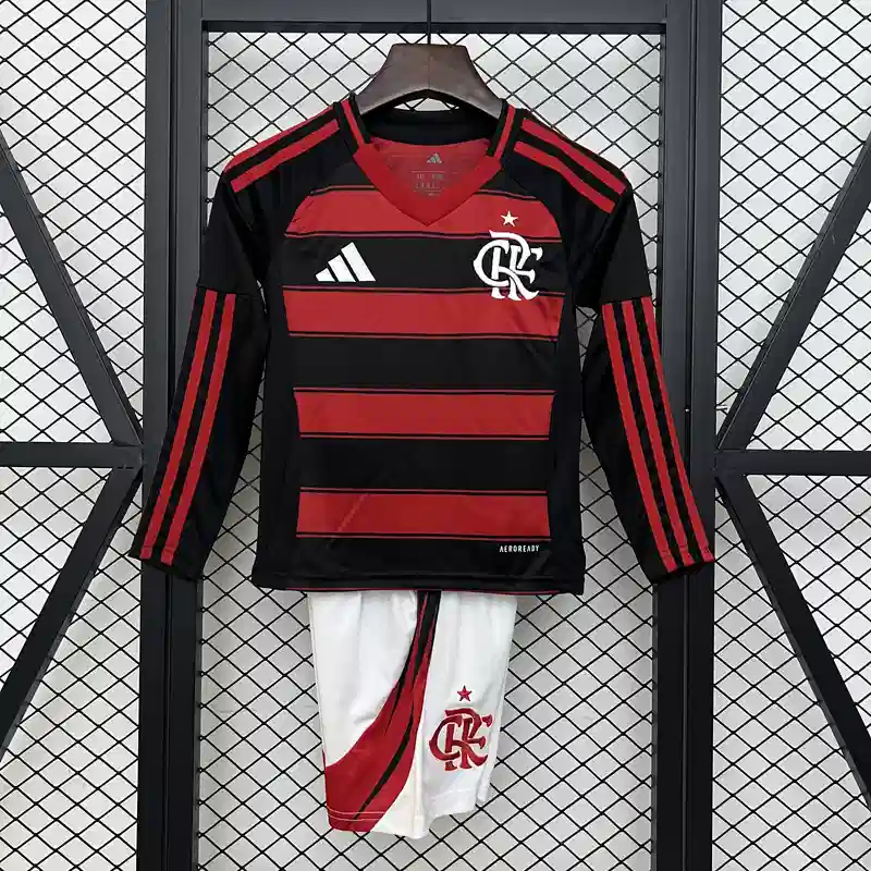 25/26 Kids Flamengo Long Sleeves Soccer Jersey Home