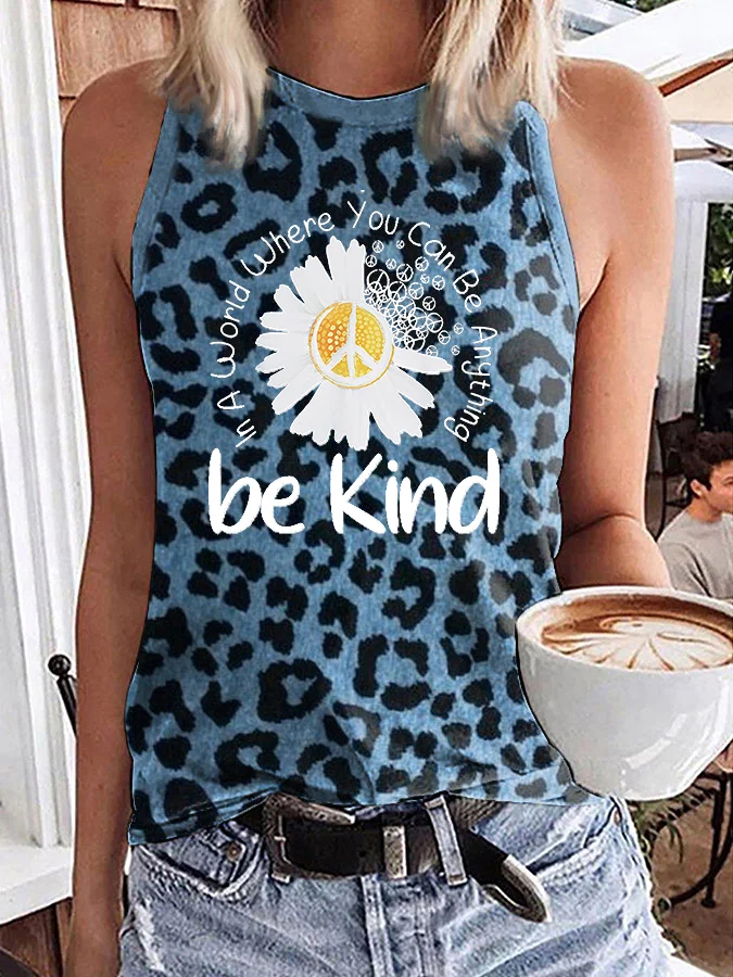 Ladies be kind daisy print casual vest