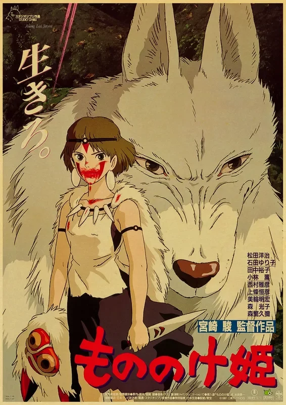 Miyazaki Hayao Spirited Away Kraft Paper Retro Anime Poster for Cafe Home Decor Vintage Room Wall Art Hanging Picture Painting