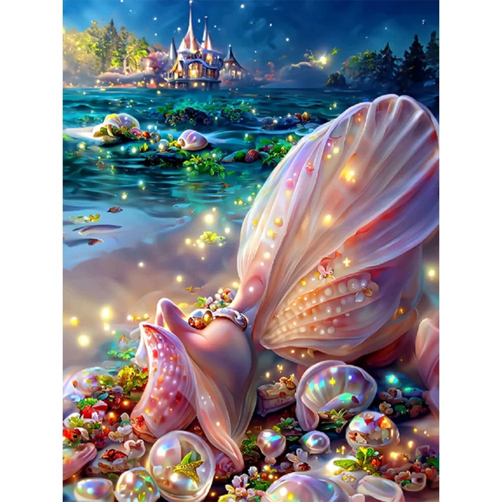 5D DIY Full Square Drill Diamond Painting Beach Shell Kit Home Decor Art Craft