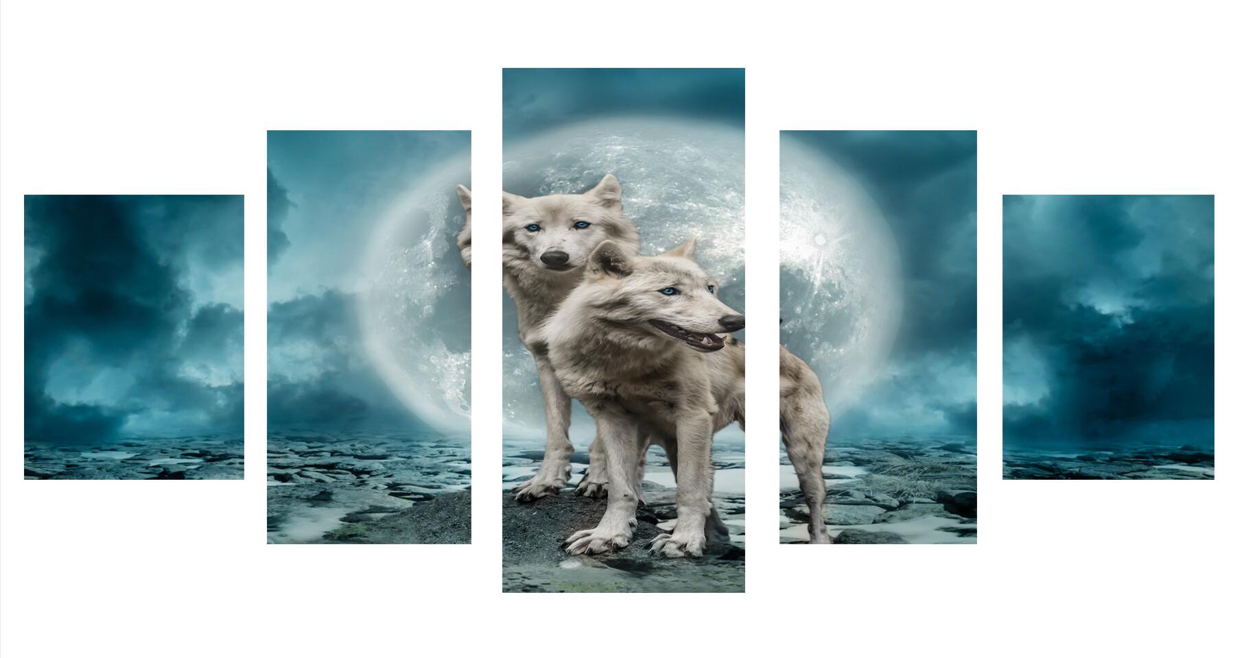 

80*40CM Multi-picture Diamond Painting-Wolf, 501 Original
