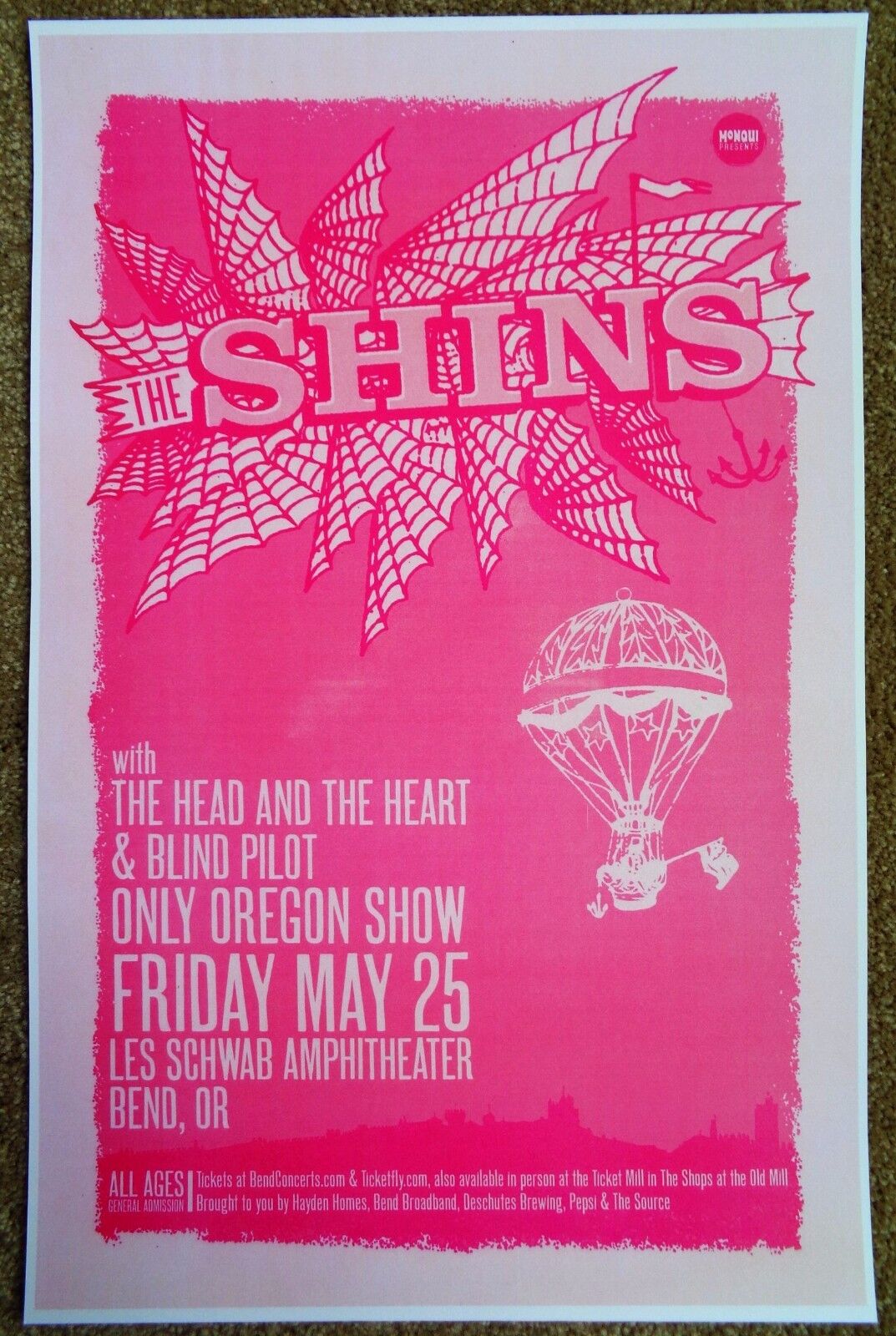 THE SHINS 2012 Gig POSTER Bend Oregon Concert