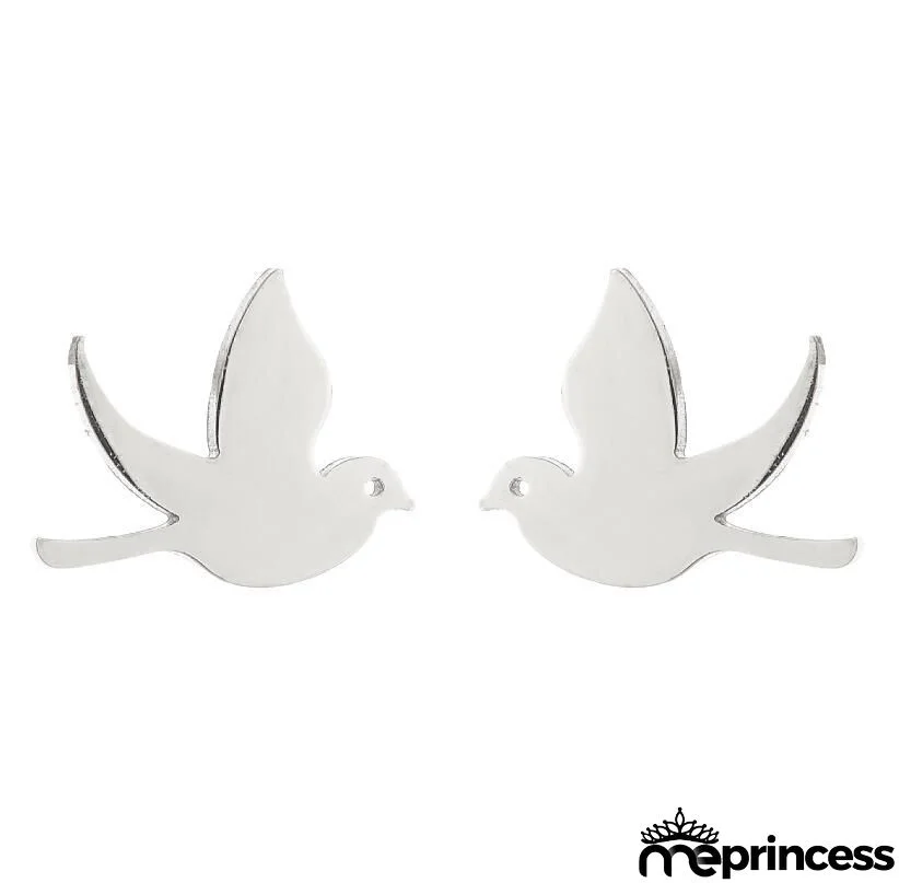 Women Fashion Hollow Eagle Owl Snake Dolphin Bee Giraffe Elephant Dog Cat Rabbit Fish Bird Penguim Stainless Steel Stud Earrings