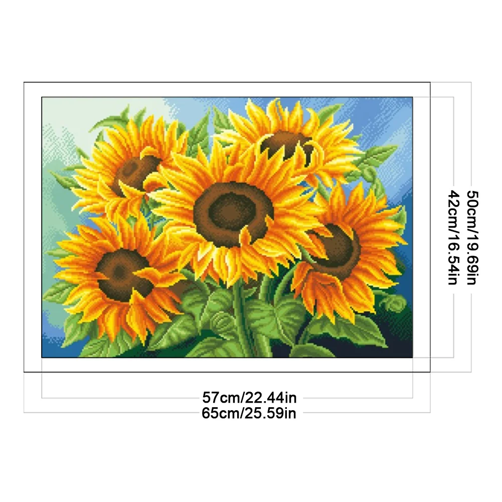 11CT Full Stamped Cross Stitch Bead Embroidery - Sunflower(Canvas|65*50CM)