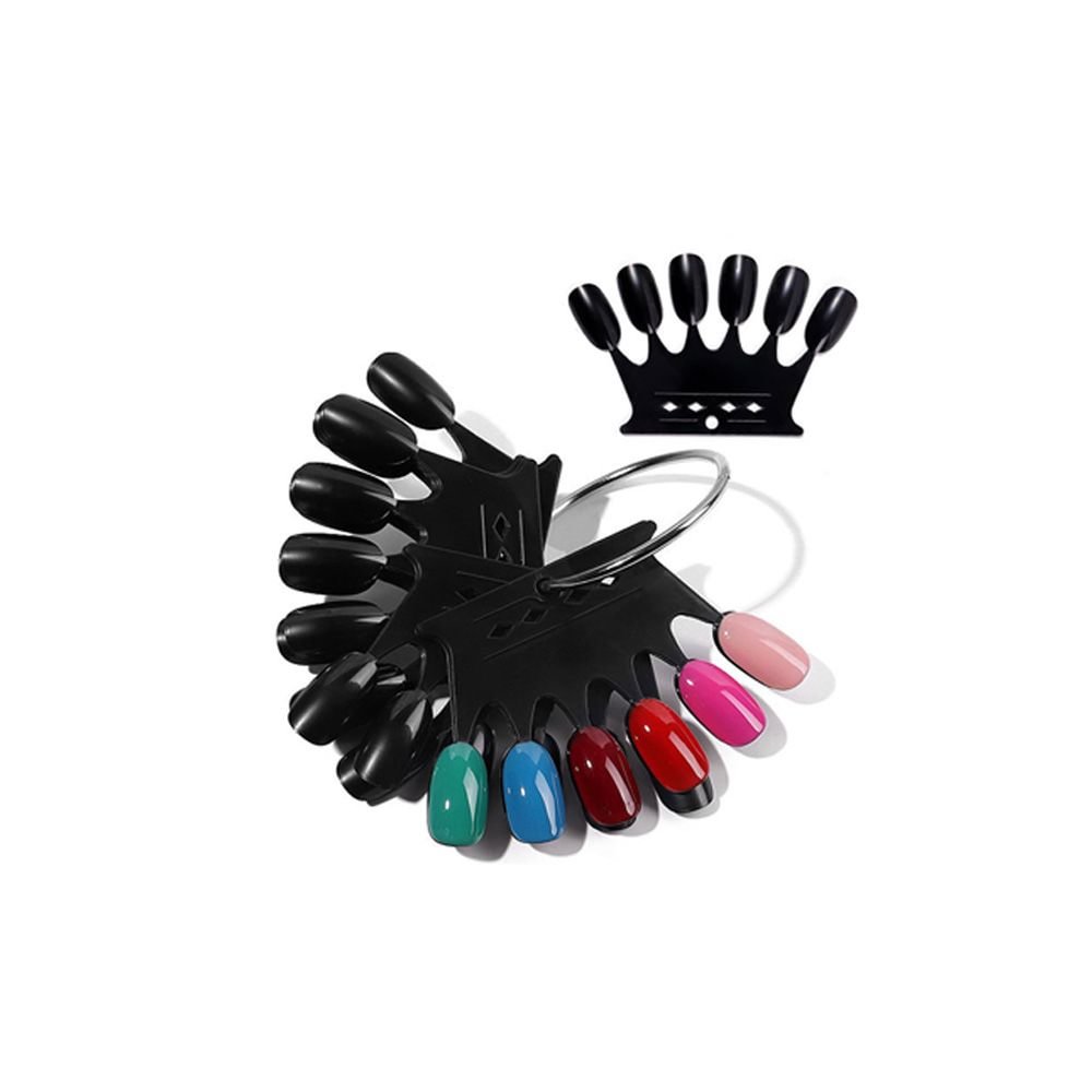 Clear Black False TipsFor Nail Art Display Oval Fan Style Nail Swatch Polish Stand Tips Practice Manicure Tools Crown Color Card