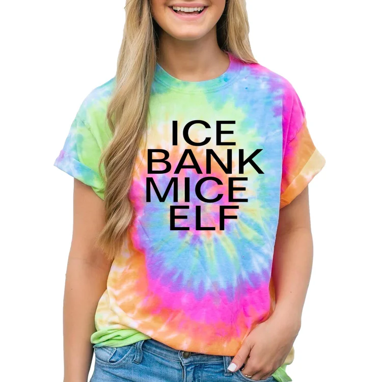 Women and Men Tie Dye Tee Ice Bank Mice Elf I Spank Myself Text Graphic T Shirt - Heather Prints Shirts