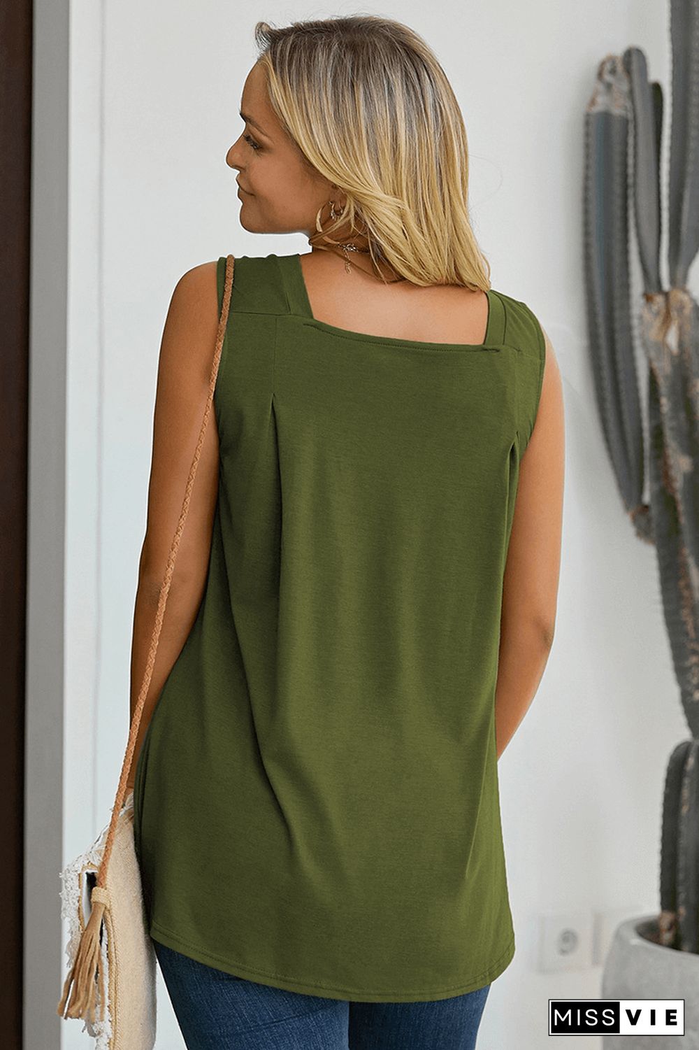 Casual Sleeveless Solid Color Vest
