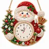 Acrylic Special Shape Xmas Santa Diamond Pearl Painting Clock Handicraft Hanging Kit