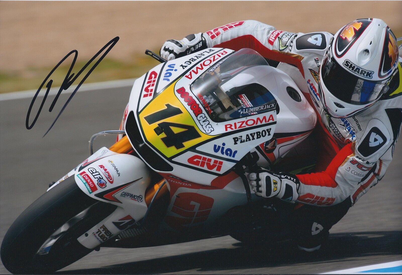 Randy De Puniet Autograph MotoGP HONDA SIGNED 12x8 Photo Poster painting AFTAL COA Silverstone