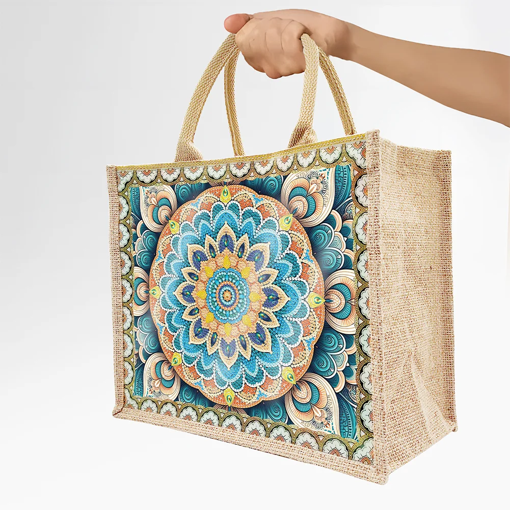 [Upgrade - Waterproof Bag]DIY Mandala Diamond Painting Tote Bag Replaceable Canvas for Women Adults