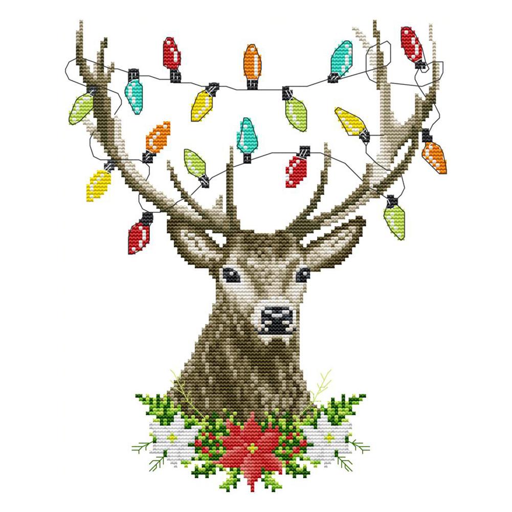 

Xmas Antlers - 14CT Stamped Cross Stitch - 27*32cm, 501 Original