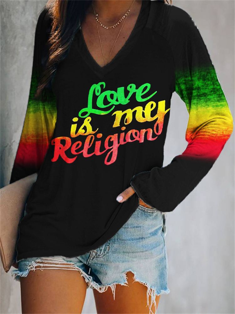 Reggae Love Is My Religion Long Sleeve T Shirt wearshes