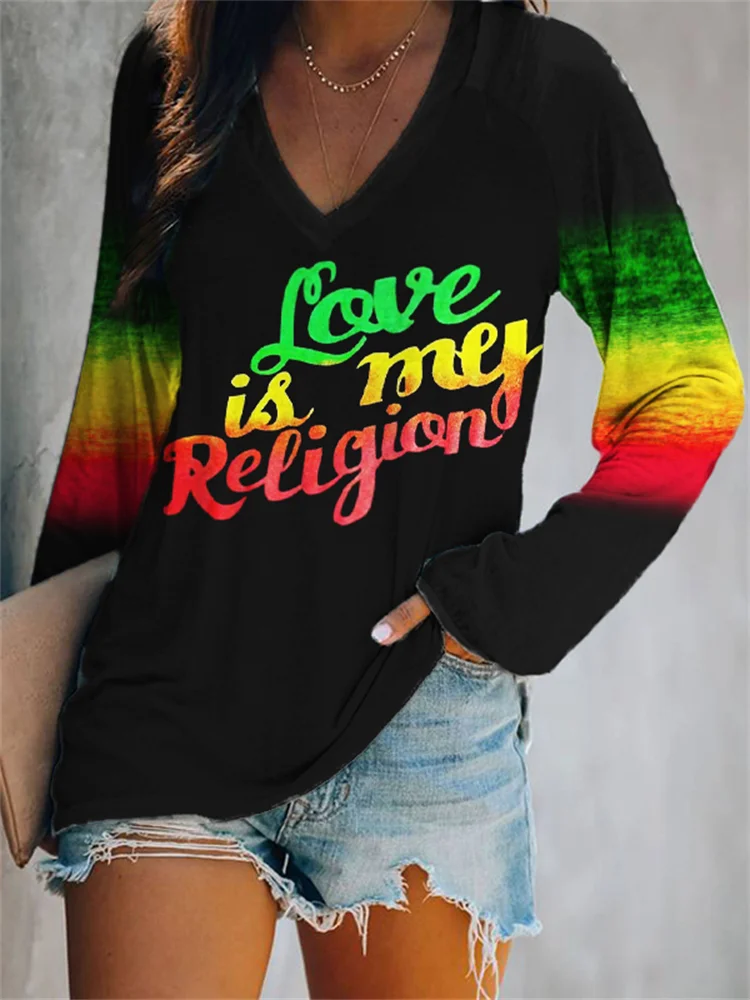 Wearshes Reggae Love Is My Religion Long Sleeve T Shirt