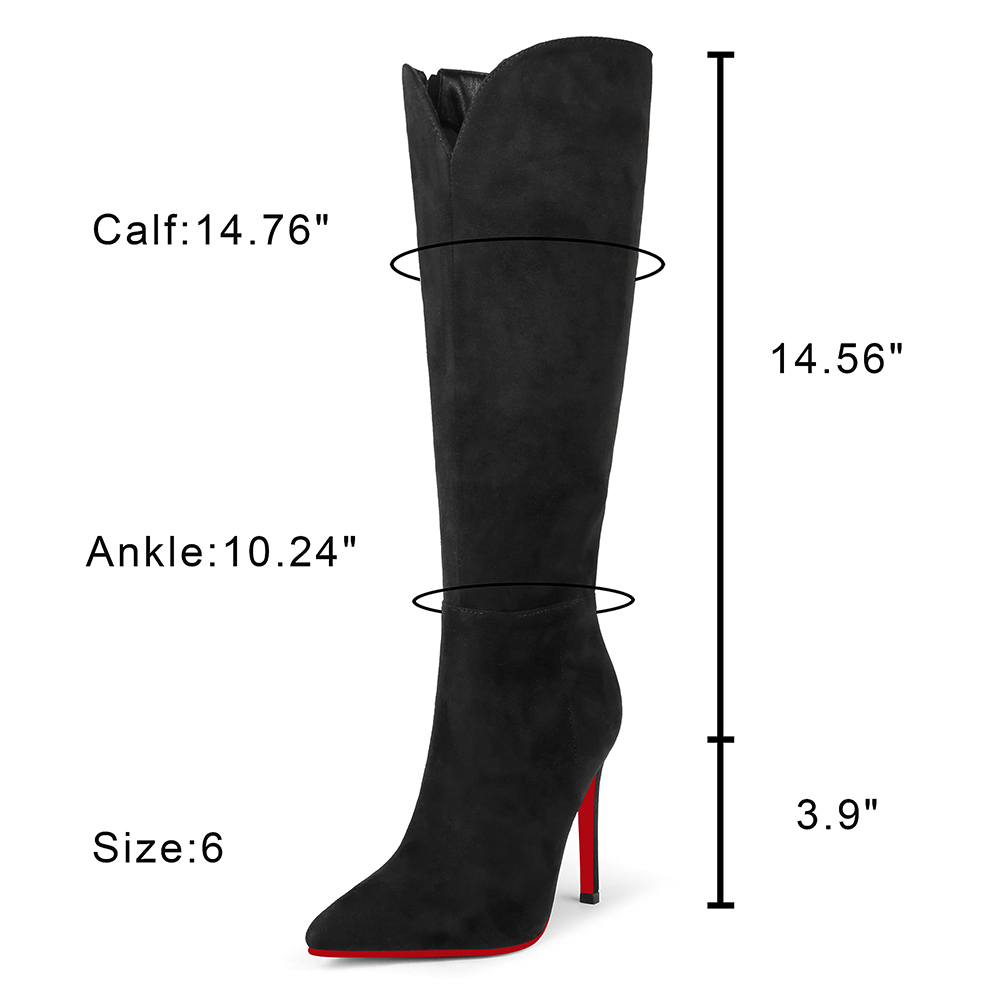 100mm Women's  Knee Boots Croc Leather Red Bottom High Heels Boots-MERUMOTE