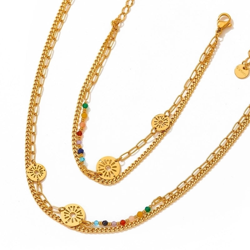 Retro Flower 304 Stainless Steel Artificial Crystal 16K Gold Plated White Gold Plated Gold Plated Inlay Stainless Steel Jewelry Sets